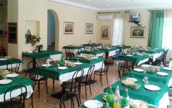 La sala da pranzo dell'Hotel Due Mari